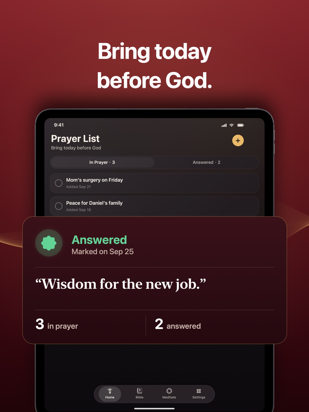 Prayer List with answered-prayer reflection
